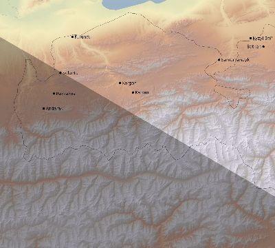 Map of the eclipse path across Kyrgyzstan on 11/03/2404