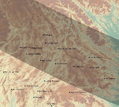 Map of the eclipse path across Laos on 11/03/2404