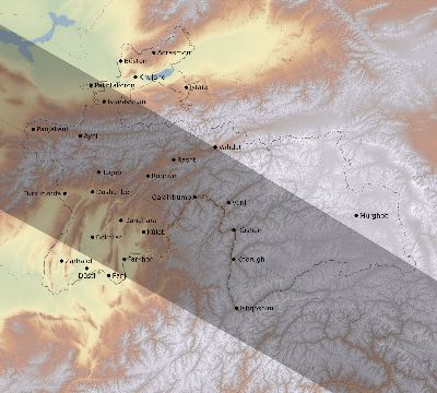 Map of the eclipse path across Tajikistan on 11/03/2404