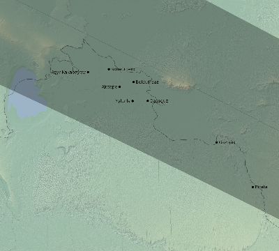 Map of the eclipse path across Turkmenistan on 11/03/2404