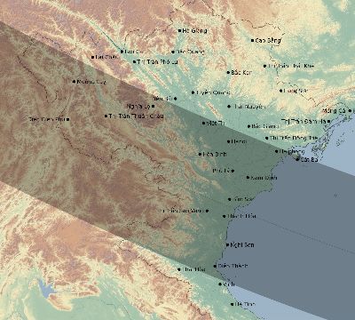 Map of the eclipse path across Vietnam on 11/03/2404