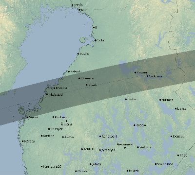 Map of the eclipse path across Finland on 03/20/2406