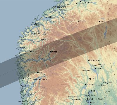 Map of the eclipse path across Norway on 03/20/2406
