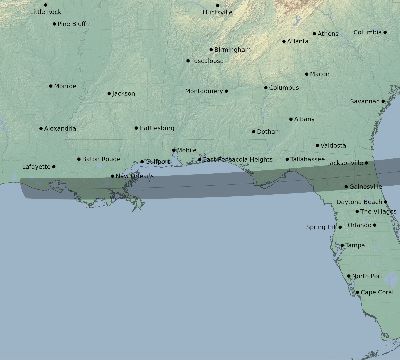 Map of the eclipse path across United States on 03/20/2406