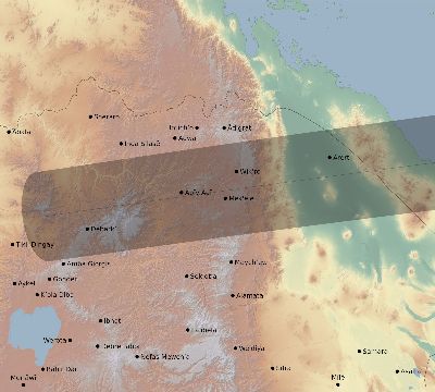 Map of the eclipse path across Ethiopia on 09/02/2407