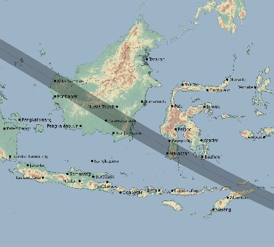 Map of the eclipse path across Indonesia on 09/02/2407