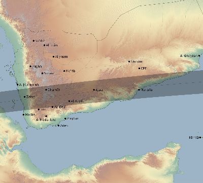 Map of the eclipse path across Yemen on 09/02/2407