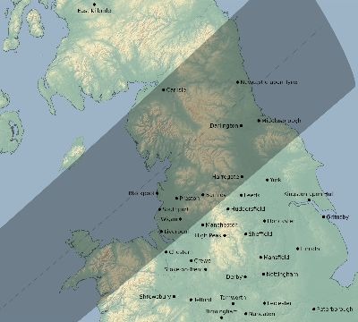 Map of the eclipse path across United Kingdom on 01/05/2410
