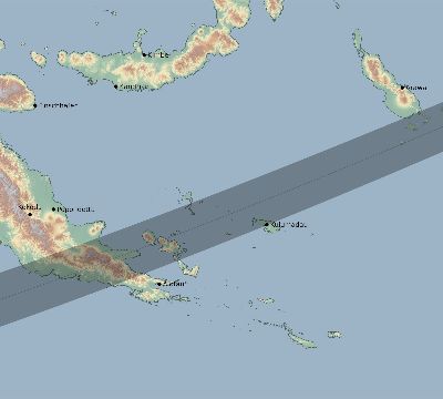 Map of the eclipse path across Papua New Guinea on 12/26/2410