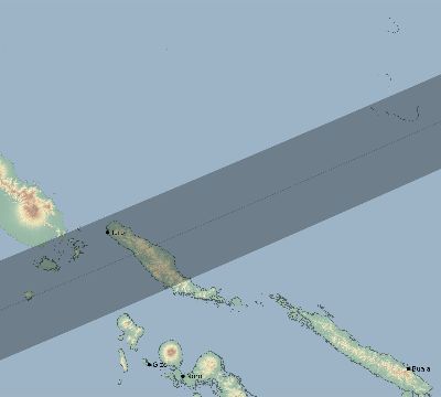 Map of the eclipse path across Solomon Islands on 12/26/2410