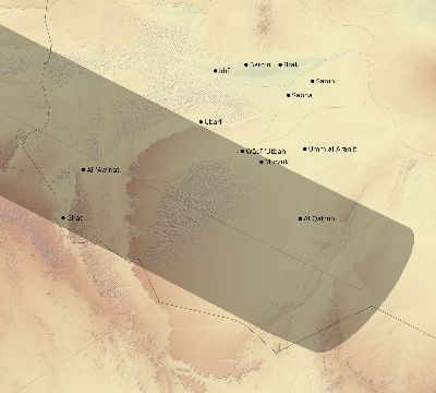 Map of the eclipse path across Libya on 06/21/2411