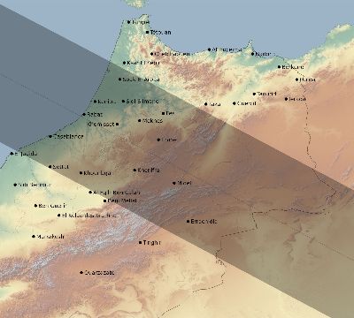 Map of the eclipse path across Morocco on 06/21/2411