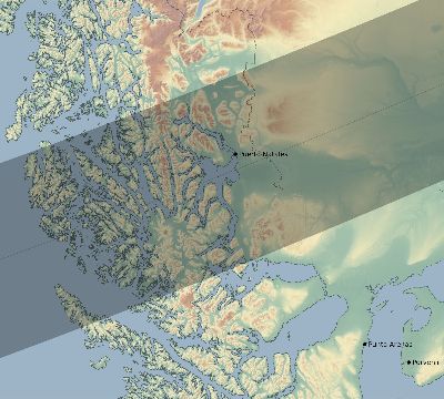 Map of the eclipse path across Chile on 12/16/2411