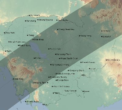 Map of the eclipse path across Cambodia on 04/20/2414