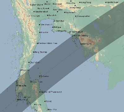 Map of the eclipse path across Thailand on 04/20/2414