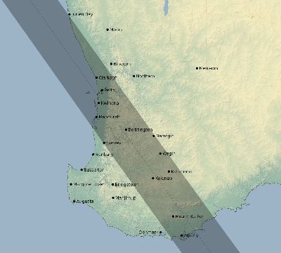 Map of the eclipse path across Australia on 10/03/2415
