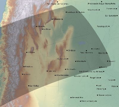 Map of the eclipse path across Argentina on 02/17/2417