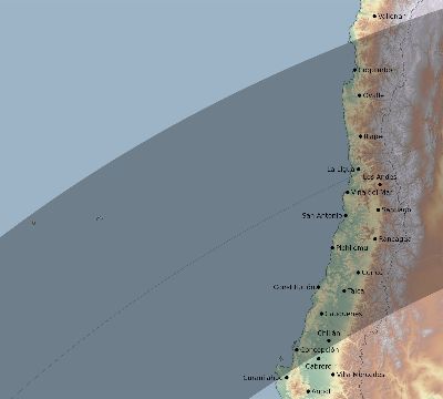 Map of the eclipse path across Chile on 02/17/2417