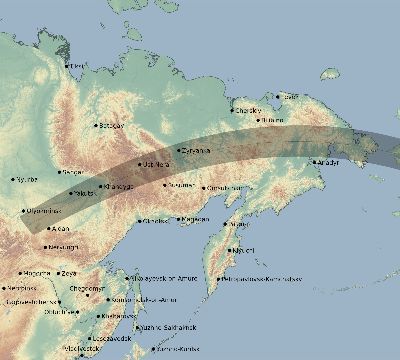 Map of the eclipse path across Russia on 08/13/2417