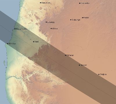 Map of the eclipse path across Angola on 08/02/2418
