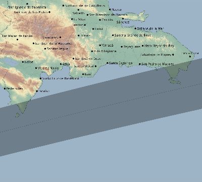 Map of the eclipse path across Dominican Republic on 08/02/2418