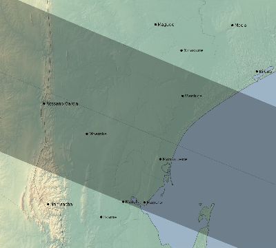 Map of the eclipse path across Mozambique on 08/02/2418