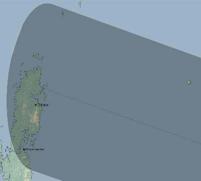 Map of the eclipse path across India on 01/26/2419