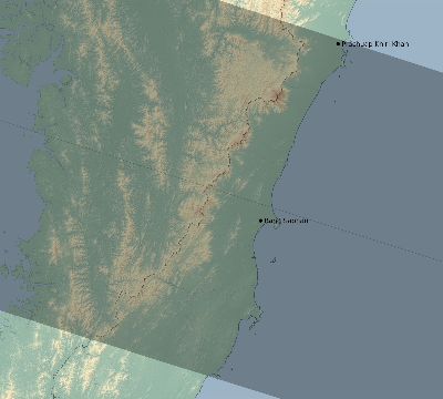 Map of the eclipse path across Thailand on 01/26/2419
