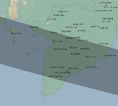 Map of the eclipse path across Vietnam on 01/26/2419