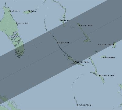 Map of the eclipse path across Bahamas on 05/31/2421