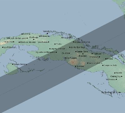 Map of the eclipse path across Cuba on 05/31/2421