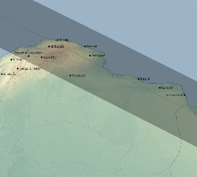 Map of the eclipse path across Libya on 05/31/2421