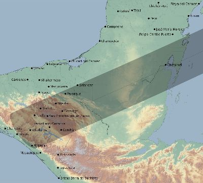 Map of the eclipse path across Mexico on 05/31/2421
