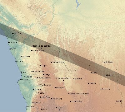 Map of the eclipse path across Angola on 11/25/2421