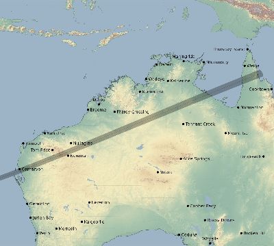 Map of the eclipse path across Australia on 11/25/2421