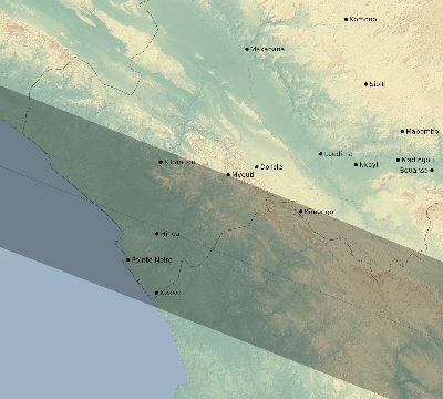 Map of the eclipse path across Republic of the Congo on 11/25/2421