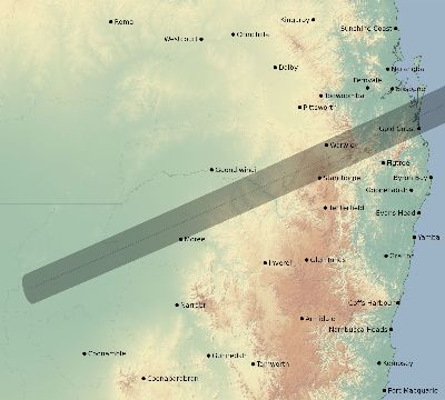 Map of the eclipse path across Australia on 05/21/2422