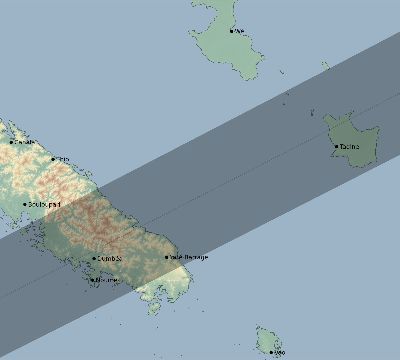 Map of the eclipse path across New Caledonia on 05/21/2422