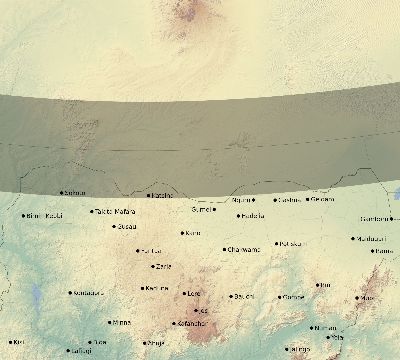Map of the eclipse path across Nigeria on 11/14/2422