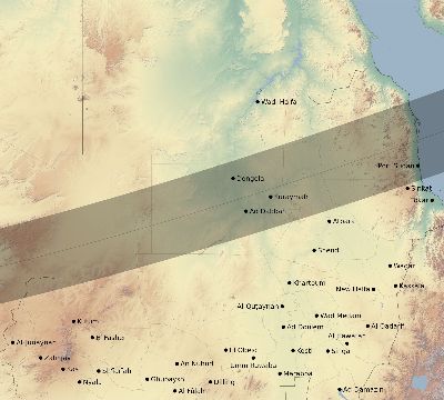 Map of the eclipse path across Sudan on 11/14/2422