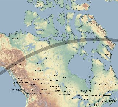 Map of the eclipse path across Canada on 03/31/2424