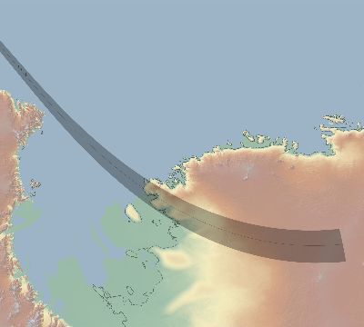 Map of the eclipse path across Antarctica on 09/23/2424