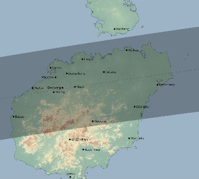 Map of the eclipse path across China on 03/20/2425