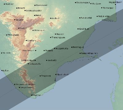 Map of the eclipse path across India on 03/20/2425