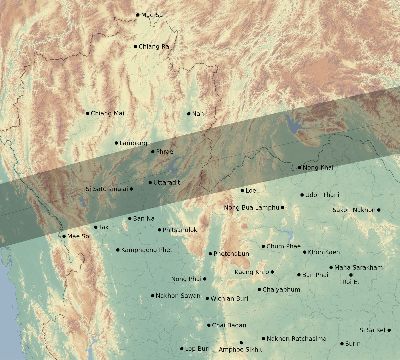 Map of the eclipse path across Thailand on 03/20/2425