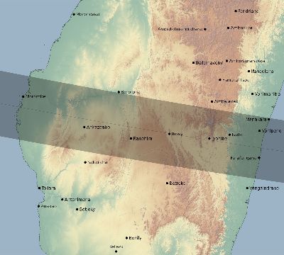 Map of the eclipse path across Madagascar on 09/12/2425