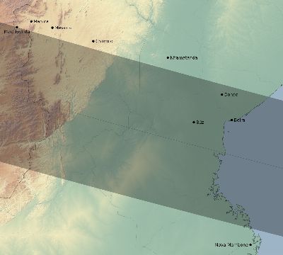 Map of the eclipse path across Mozambique on 09/12/2425