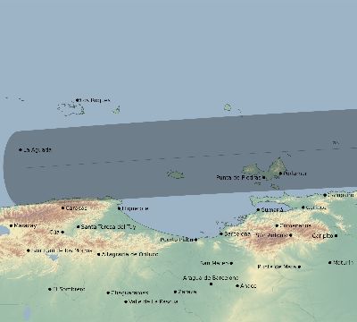 Map of the eclipse path across Venezuela on 09/12/2425