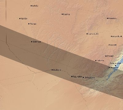 Map of the eclipse path across Zambia on 09/12/2425