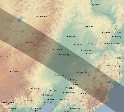 Map of the eclipse path across China on 09/02/2426